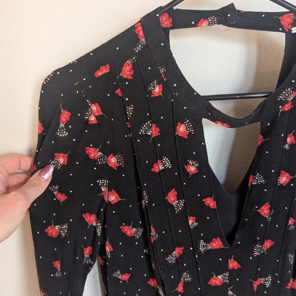 Free People Tegan Floral Mini Dress Size 6  Black & Red Floral Print - Picture 7 of 13